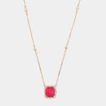 Collana in Argento 925 con zircone rubino pendente impreziosito da zirconi bianchi