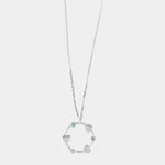 Collana in Argento 925 con pendente a giro alternato di cuori e cristalli multicolore.