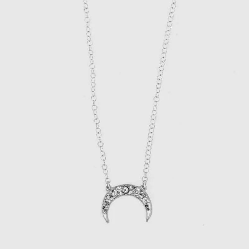 Collana in Argento 925  spicchio di luna, impreziosito da cristalli