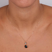 Collana in Argento 925 con doppio punto luce pendente a forma quadrata, di cristalli nelle tonalità del fumè