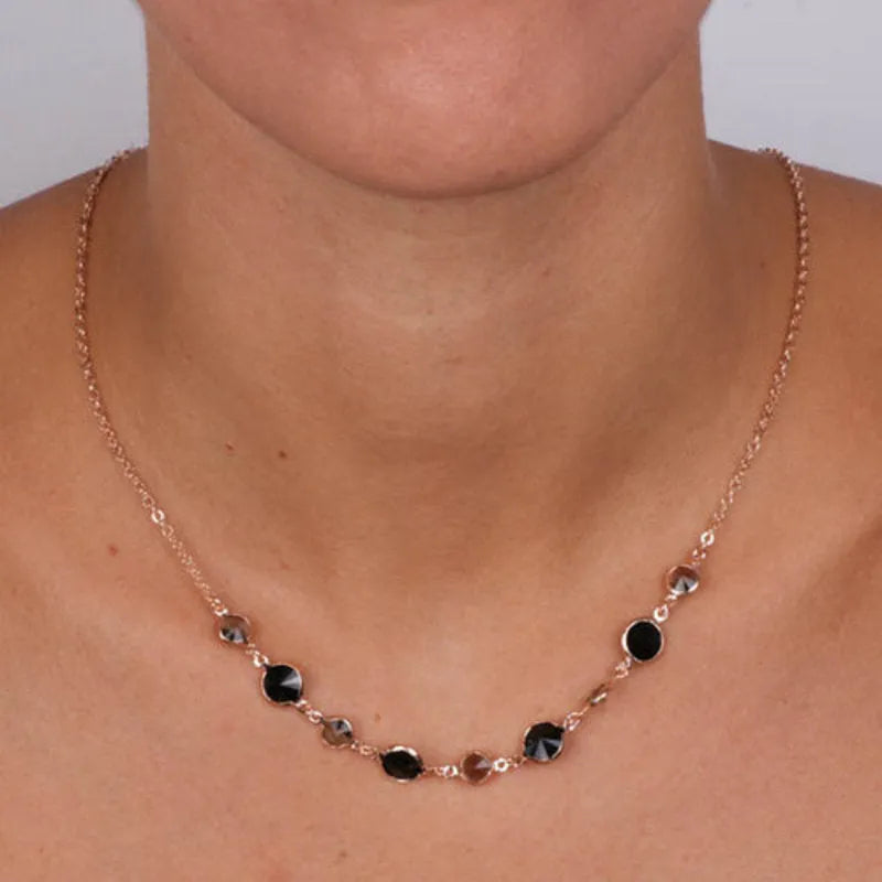 Collana in Argento 925  impreziosita da Cristalli nero e fumè