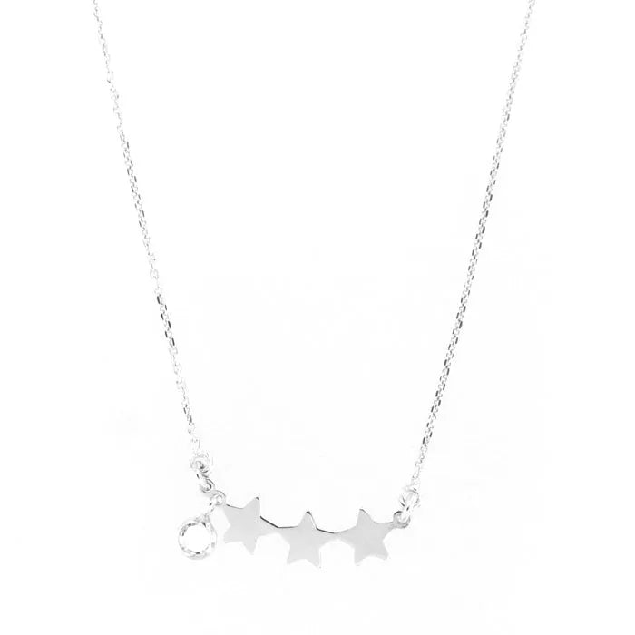 Collana in Argento 925 con pendente a tre stelle, impreziosito da un cristallo bianco pendente