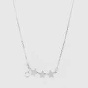 Collana in Argento 925 con pendente a tre stelle, impreziosito da un cristallo bianco pendente