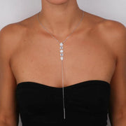 Collana in Argento 925 con grandi zirconi bianchi e catena lunga