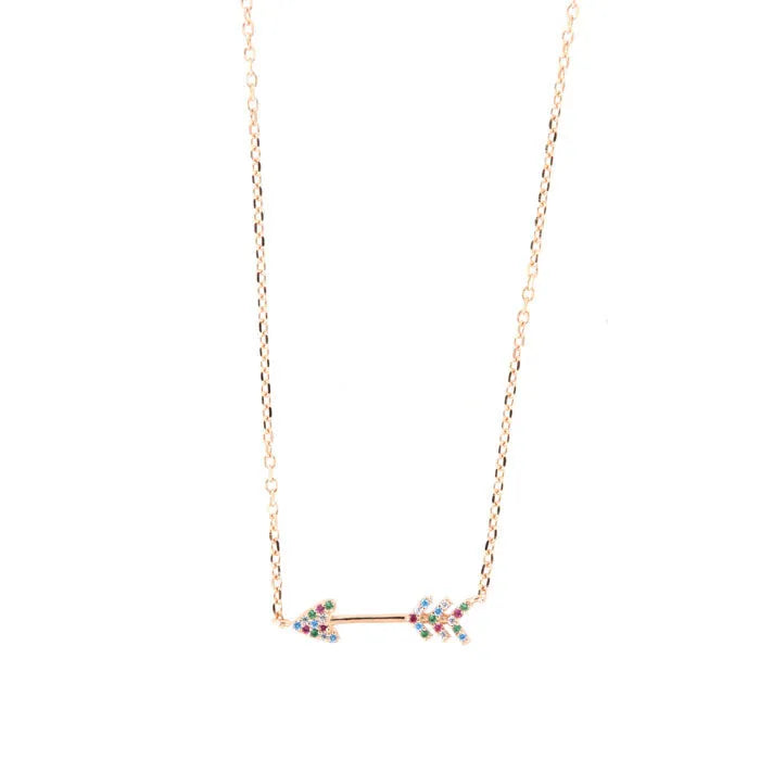 Collana in Argento 925 con freccia impreziosita da zirconi multicolore