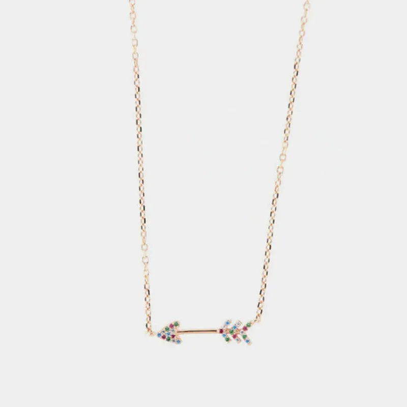 Collana in Argento 925 con freccia impreziosita da zirconi multicolore
