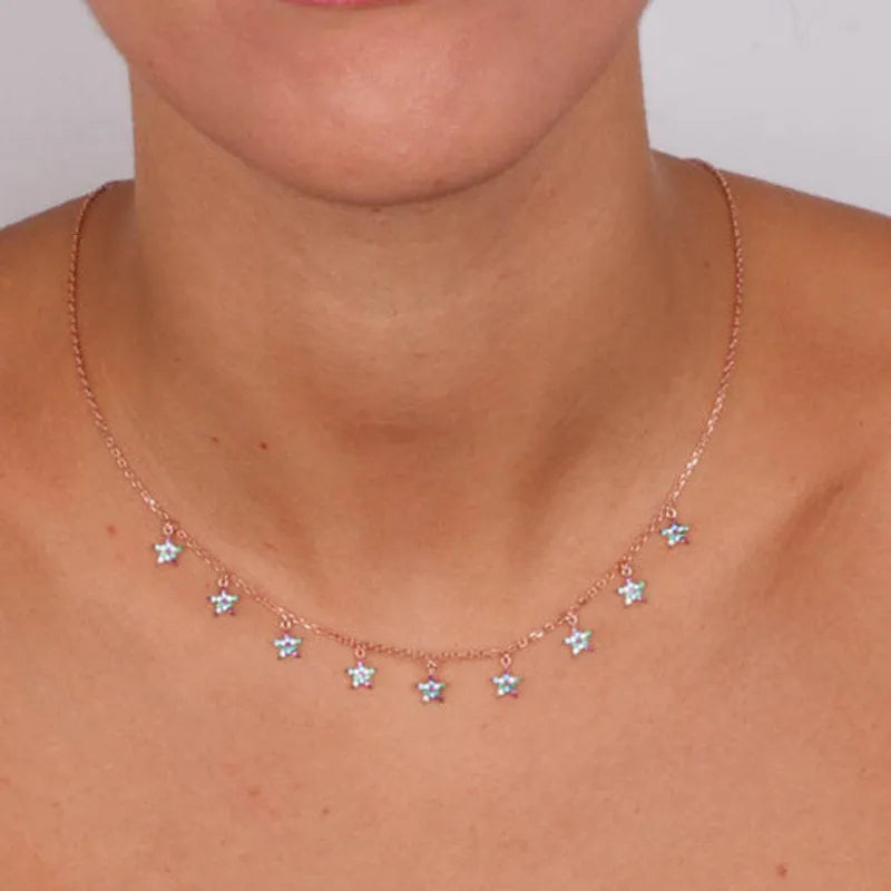 Collana in Argento 925  con ciondoli a forma di stella impreziositi da zirconi multicolore - BYSIMON gioielli