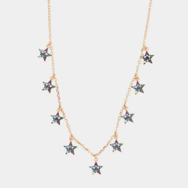 Collana in Argento 925  con ciondoli a forma di stella impreziositi da zirconi multicolore - BYSIMON gioielli