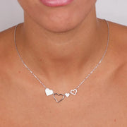 Collana in Argento 925 con pendenti a forma di cuori a zirconi bianchi