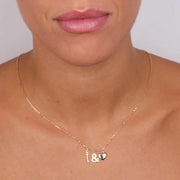 Collana in Argento 925  con pendenti a forma di cuore, freccia e lettera con zirconi bianchi