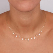 Collana in Argento 925 con pendenti a forma di stelle e zirconi bianchi