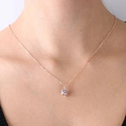 Collana in Argento 925 campanella portafortuna con quadrifoglio e cubic zirconi multicolor