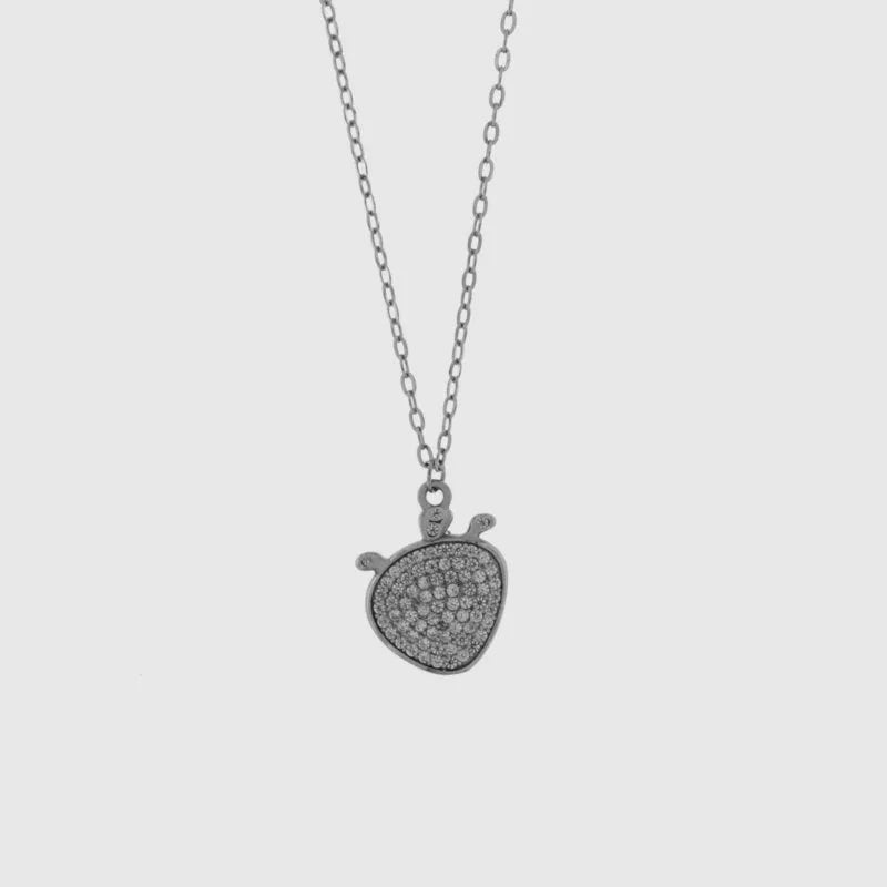 Collana in Argento 925 con ciondolo fico d'india, impreziosito da pavè di zirconi bianchi