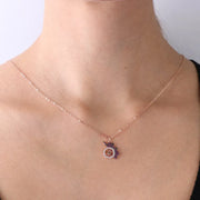 Collana in Argento 925 con ciondolo carretto siciliano, impreziosito da zirconi rossi e bianchi su base brunita