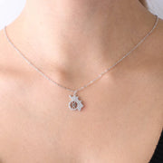 Collana in Argento 925 con ciondolo carretto siciliano, impreziosito da zirconi bianchi