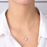 Collana in Argento 925 a nodo con cristallo bianco centrale pendente