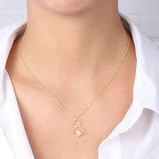 Collana in Argento 925 con doppio cerchio e perla bianca centrale pendente