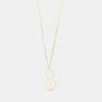 Collana in Argento 925 con doppio cerchio e perla bianca centrale pendente