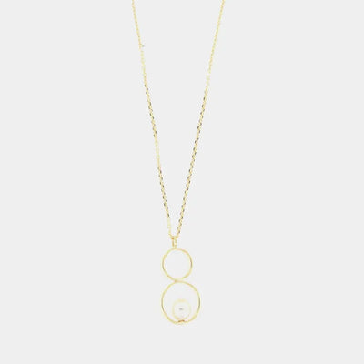 Collana in Argento 925 con doppio cerchio e perla bianca centrale pendente