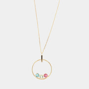 Collana in Argento 925 con cerchio pendente, impreziosito da trio di cristalli multicolore