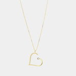 Collana in Argento 925 con ciondolo a cuore liscio, e cristallo bianco