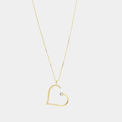 Collana in Argento 925 con ciondolo a cuore liscio, e cristallo bianco