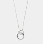 Collana in Argento 925 con pendente a doppio cerchio e giro di cristalli bianchi