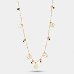 Collana in Argento 925 con ciondoli pendenti: cuori, stelle e fiori impreziositi da cristalli neri - BYSIMON gioielli