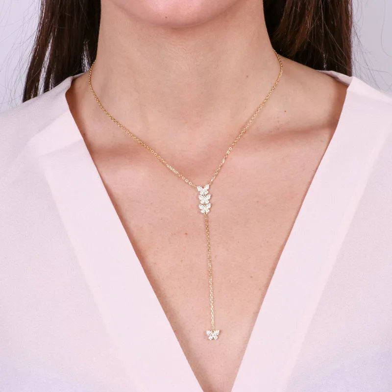 Collana in Argento 925 con farfalle impreziosite da zirconi bianchi