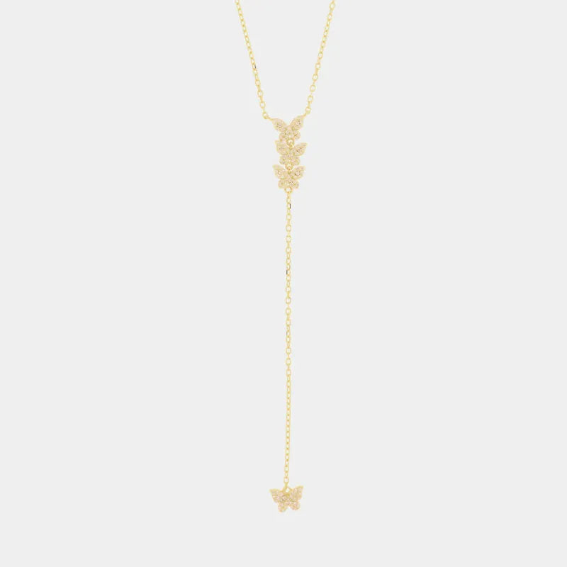 Collana in Argento 925 con farfalle impreziosite da zirconi bianchi