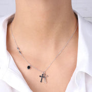 Collana in Argento 925 con croci e zirconi neri