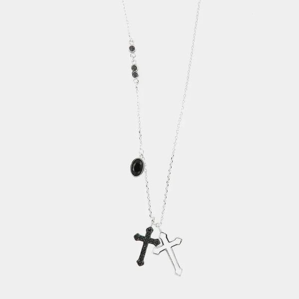 Collana in Argento 925 con croci e zirconi neri