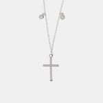 Collana in Argento 925 con croce pendente di zirconi bianchi e punti luce ai lati - BYSIMON gioielli