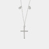 925 Silver Necklace with Pendant Cross of White Zircons and Light Points on the Sides