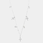 Collana in Argento 925 con giro di croci , impreziosite da zirconi bianchi e punti luce pendenti