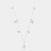 Collana in Argento 925 con giro di croci , impreziosite da zirconi bianchi e punti luce pendenti