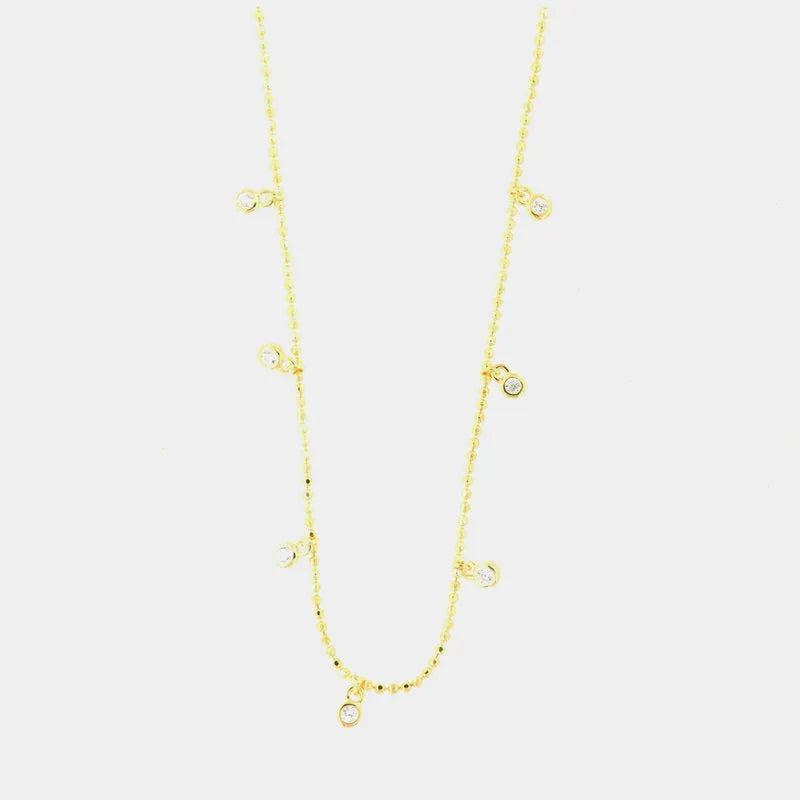 Collana in Argento 925 con giro di punti luce bianchi pendenti - BYSIMON gioielli