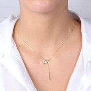 Collana in Argento 925 con cuoricino di zirconi bianchi e barra in discesa