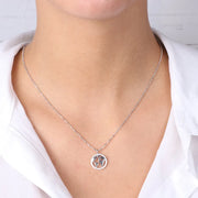 Collana in Argento 925 con globo pendente impreziosito da giro di zirconi bianchi