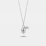 Collana in Argento 925 con campanella a ciondolo e quadrifoglio