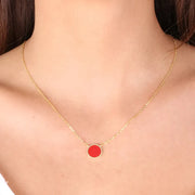 Collana in Argento 925 con ciondolo a forma di cerchio in pasta di corallo