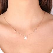 Collana in Argento 925 con ciondolo impreziosito da pietra in madre perla e zirconi bianchi