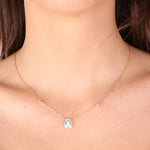 Collana in Argento 925 con ciondolo a forma di goccia  in pasta turchese e zirconi bianchi