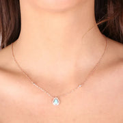 Collana in Argento 925 con ciondolo a forma di goccia  in pasta turchese e zirconi bianchi