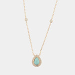 Collana in Argento 925 con ciondolo a forma di goccia  in pasta turchese e zirconi bianchi
