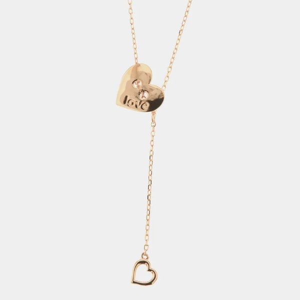 Collana in Argento 925 con cuore con scritta love e pendente a forma di cuore
