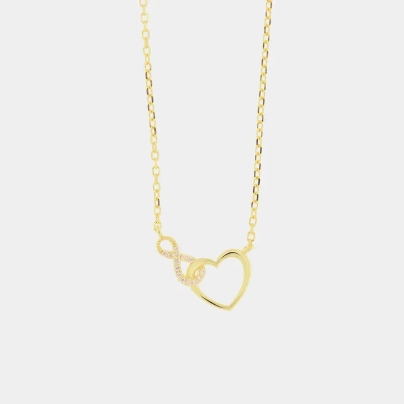 Collana in Argento 925 con infinito impreziosito da zirconi bianchi e cuore