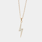 Collana in Argento 925 con ciondolo a forma di fulmine smaltato bianco