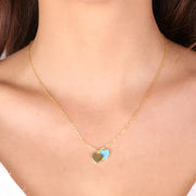 Collana in Argento 925 con pendente a forma di cuore smaltato azzurro