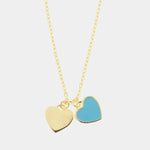 Collana in Argento 925 con pendente a forma di cuore smaltato azzurro